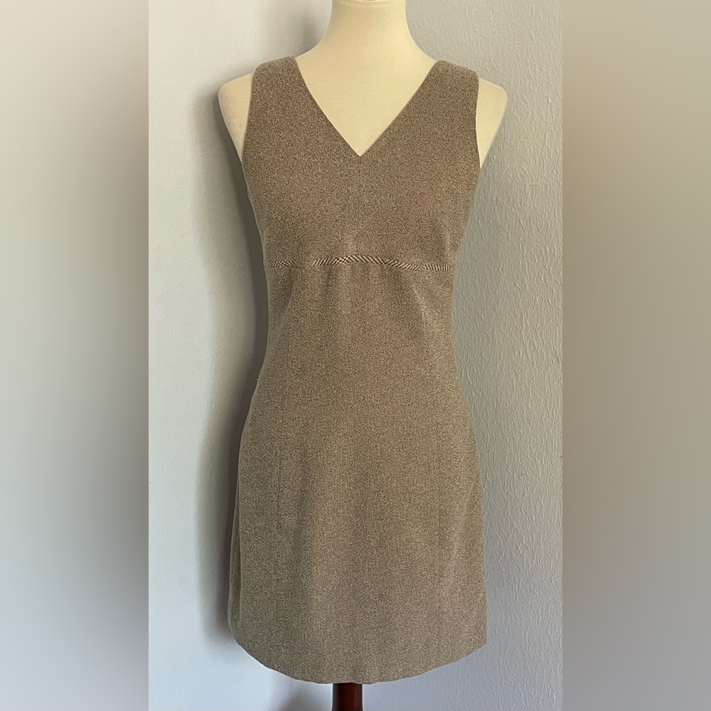 Alberto Makali Tan Sleeveless Solid Color Zip Up Dress Size 8